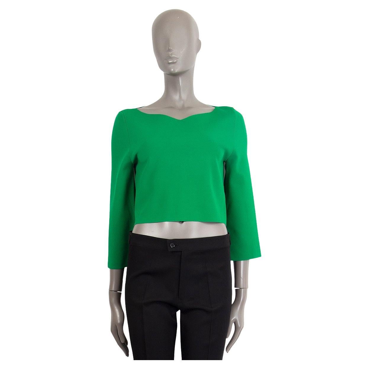 STELLA MCCARTNEY apple green rayon CROP Top Shirt 44 L For Sale