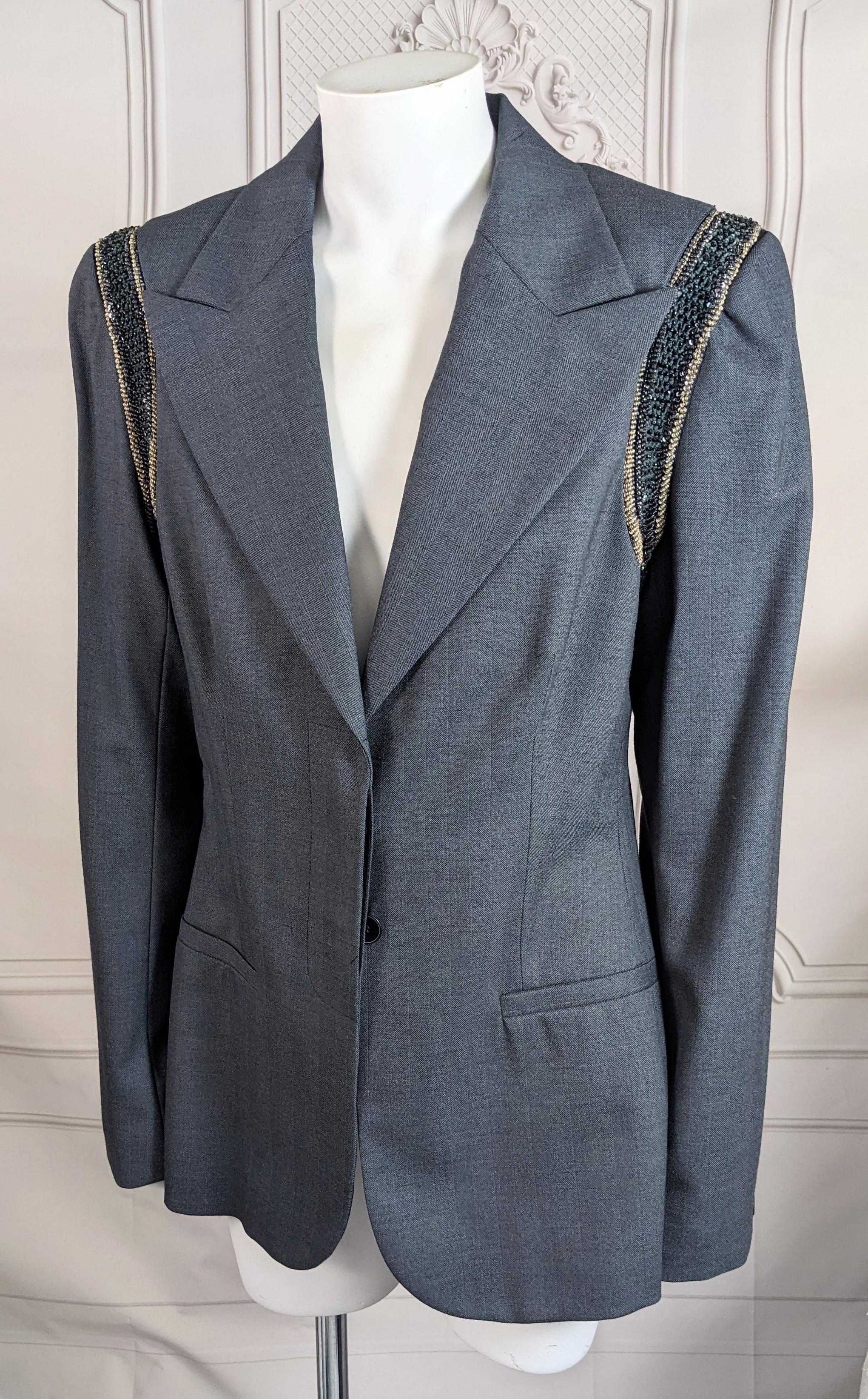 Gray Stella McCartney Bead and Bullion Encrusted Blazer For Sale