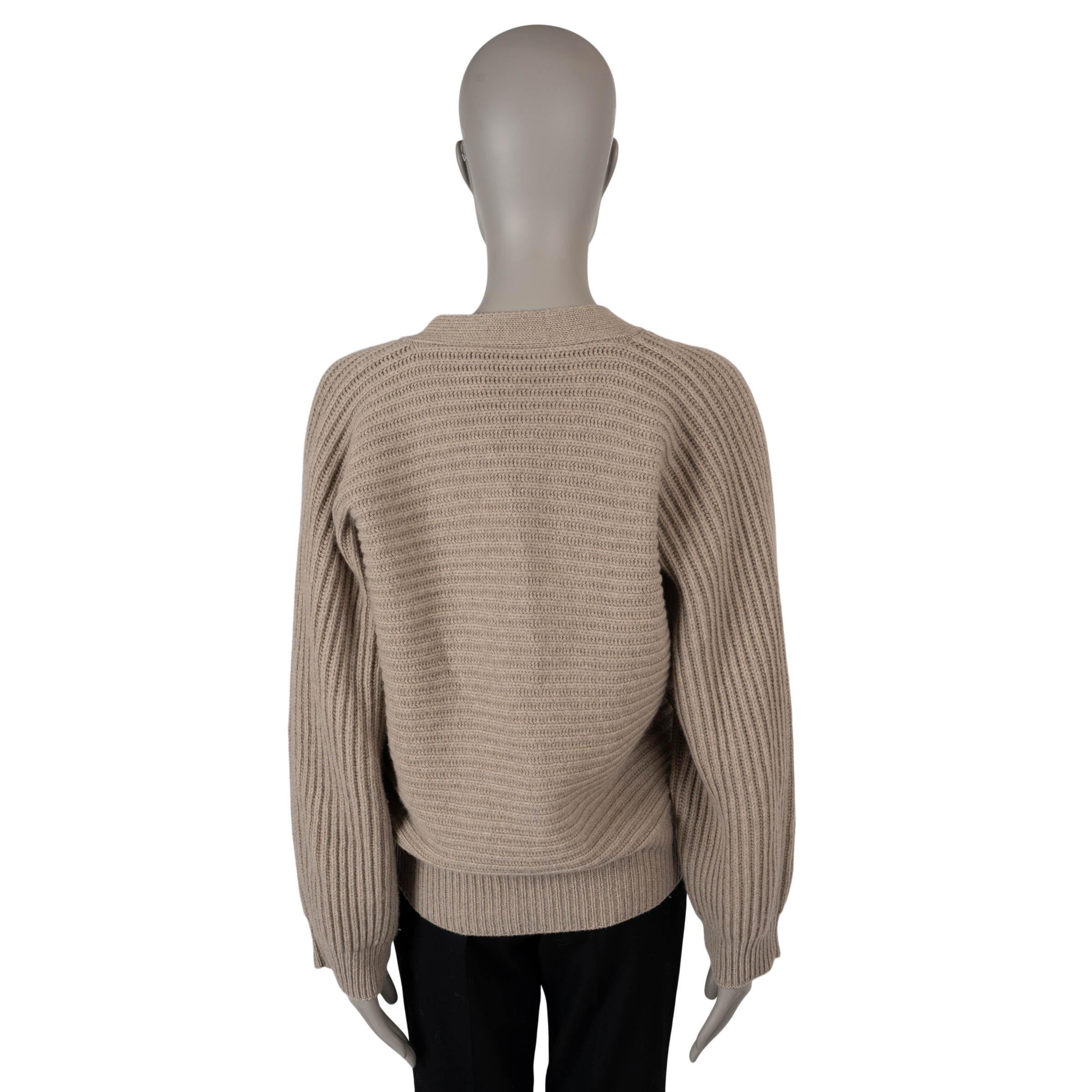 Beige STELLA MCCARTNEY beige cashmere 2021 CHUNKY RIB-KNIT Sweater 42 M For Sale