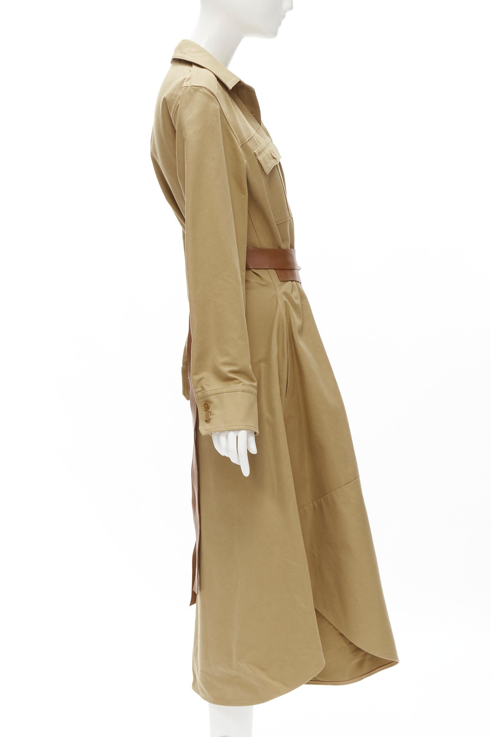 Women's STELLA MCCARTNEY beige cotton safari brown faux leather wrap belt IT42 M