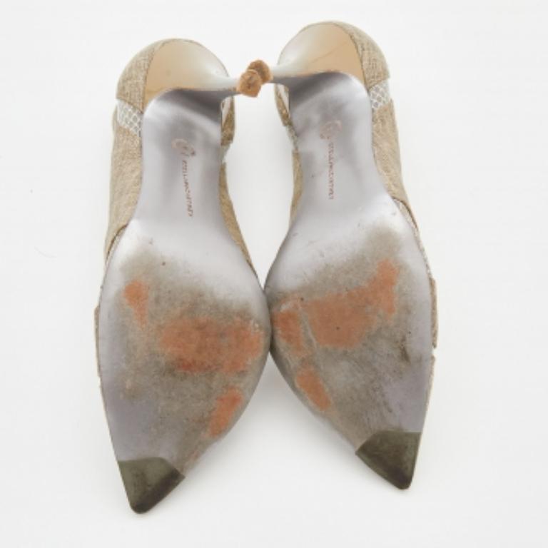 Stella McCartney Beige Fabric and Mesh Pointed Toe Pumps Size 38 For Sale 3