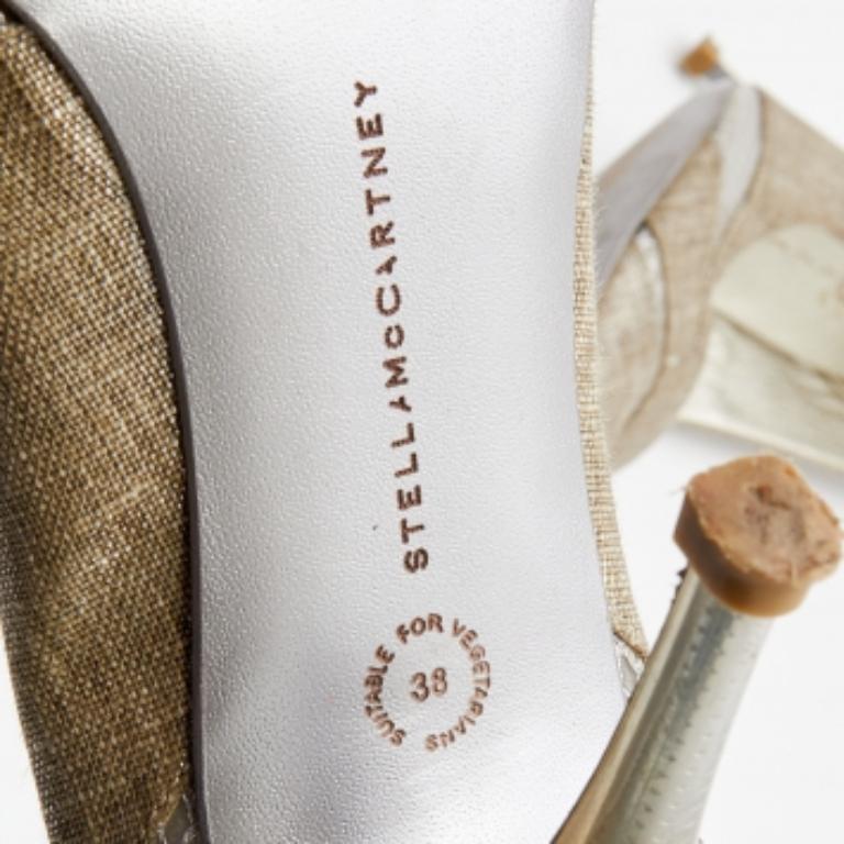 Stella McCartney Beige Fabric and Mesh Pointed Toe Pumps Size 38 For Sale 4