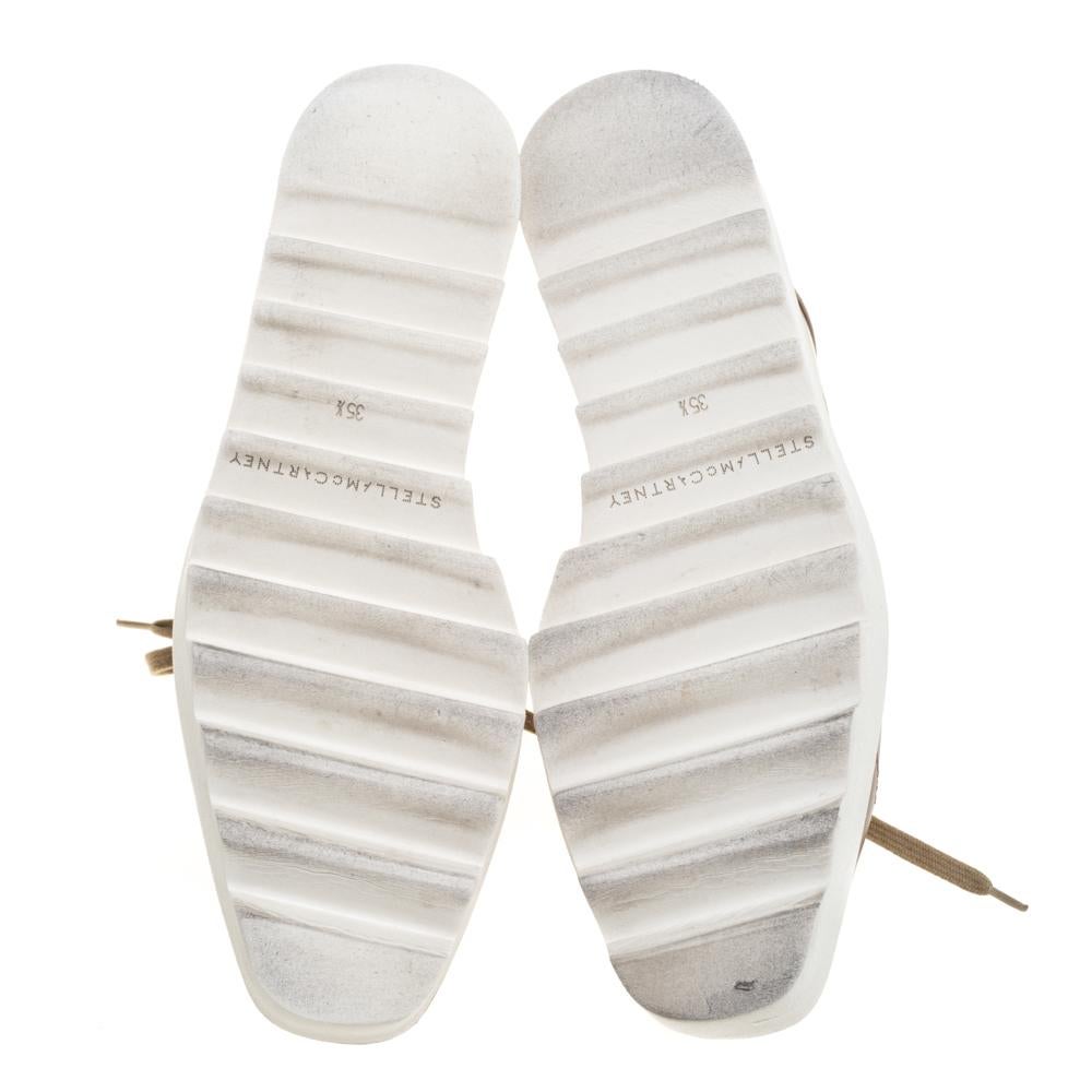 Stella McCartney Beige Kunstleder Elyse Star Platform Lace Up Derby Größe 35.5 1