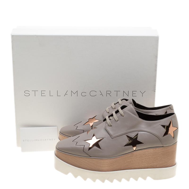 Stella McCartney Beige Faux Leather Elyse Star Platform Lace Up Derby Size 40.5 4