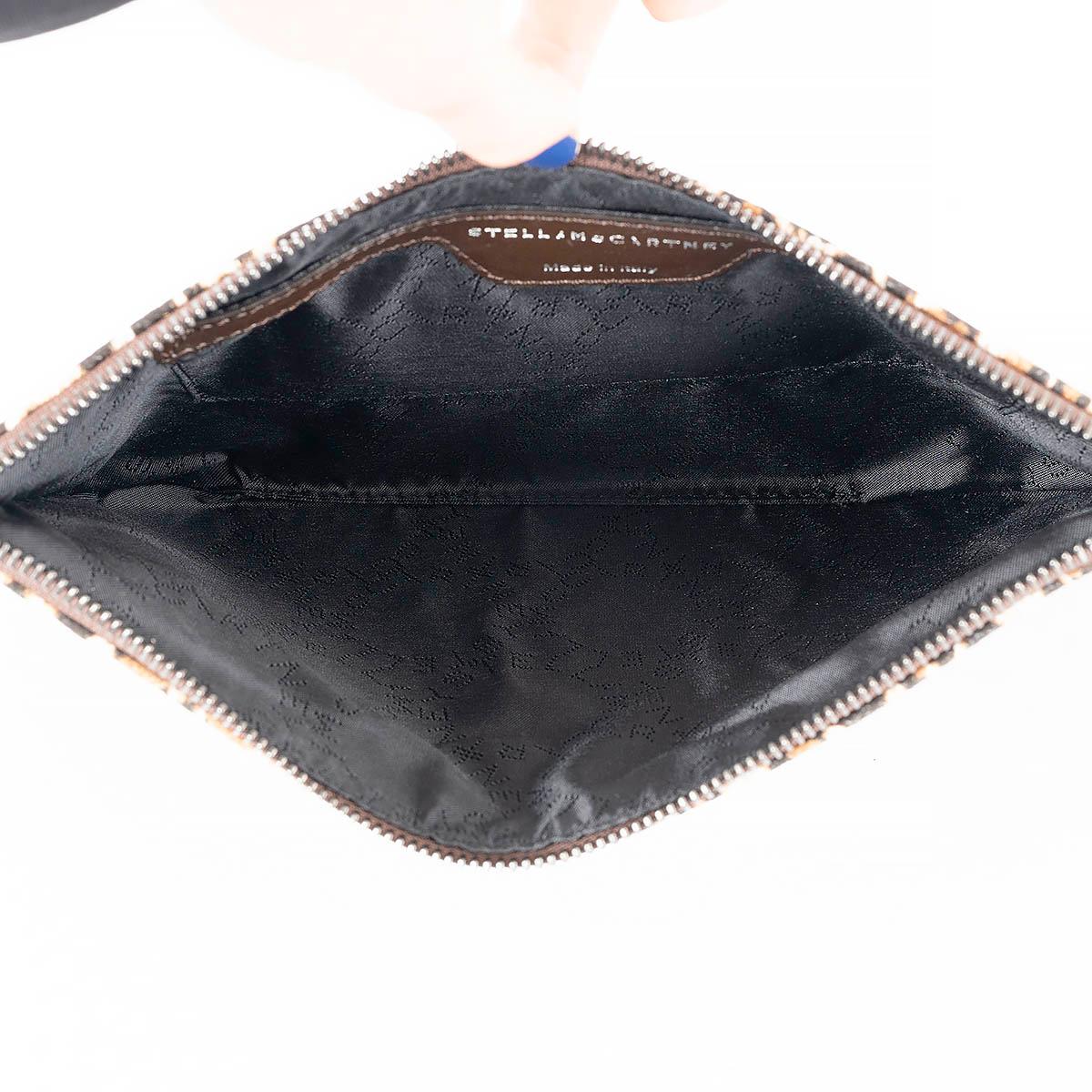 STELLA MCCARTNEY beige faux leather FALABELLA LEOPARD CHAIN TRIM Clutch Bag For Sale 1