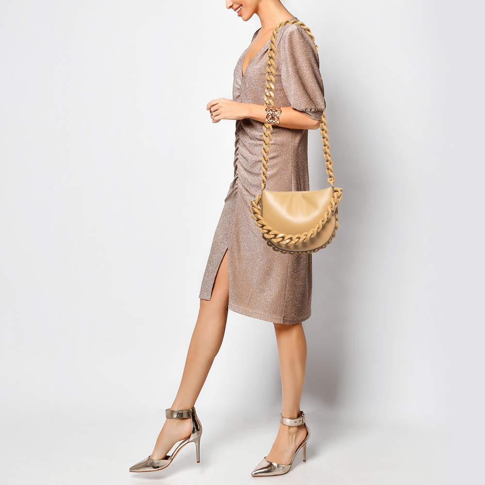 Stella McCartney Beige Faux Leather Small Puffy Shoulder Bag In New Condition In Dubai, Al Qouz 2