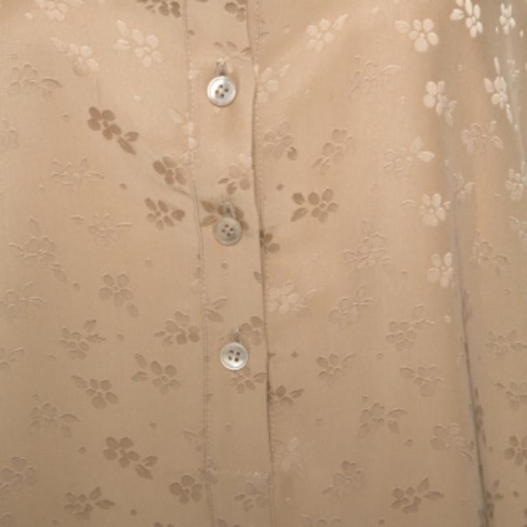 Stella McCartney Beige Jacquard Hemd mit Knopfleiste und Mandarinkragen in Beige S im Angebot 3