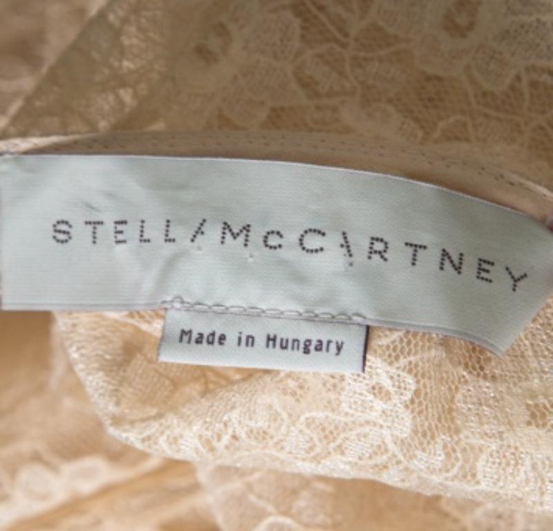 Top Stella McCartney beige jaspe bouton de rose en dentelle transparente M Pour femmes en vente