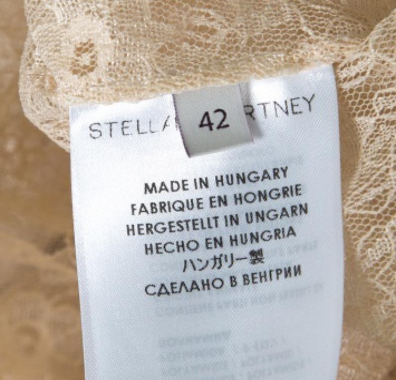 Top Stella McCartney beige jaspe bouton de rose en dentelle transparente M en vente 1