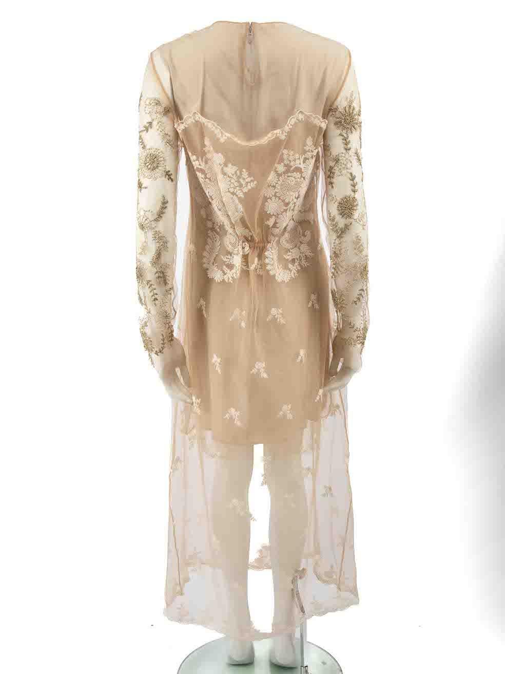 Stella McCartney Beige Lace Embroidered Maxi Dress Size S In Good Condition For Sale In London, GB