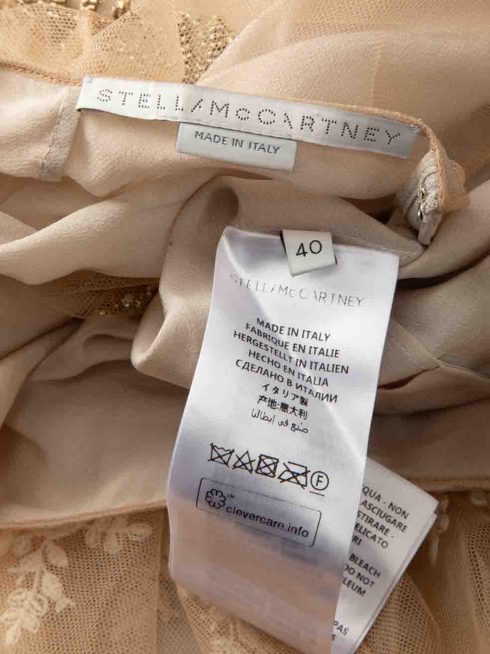 Stella McCartney - Robe longue brodée de dentelle beige, taille S en vente 4