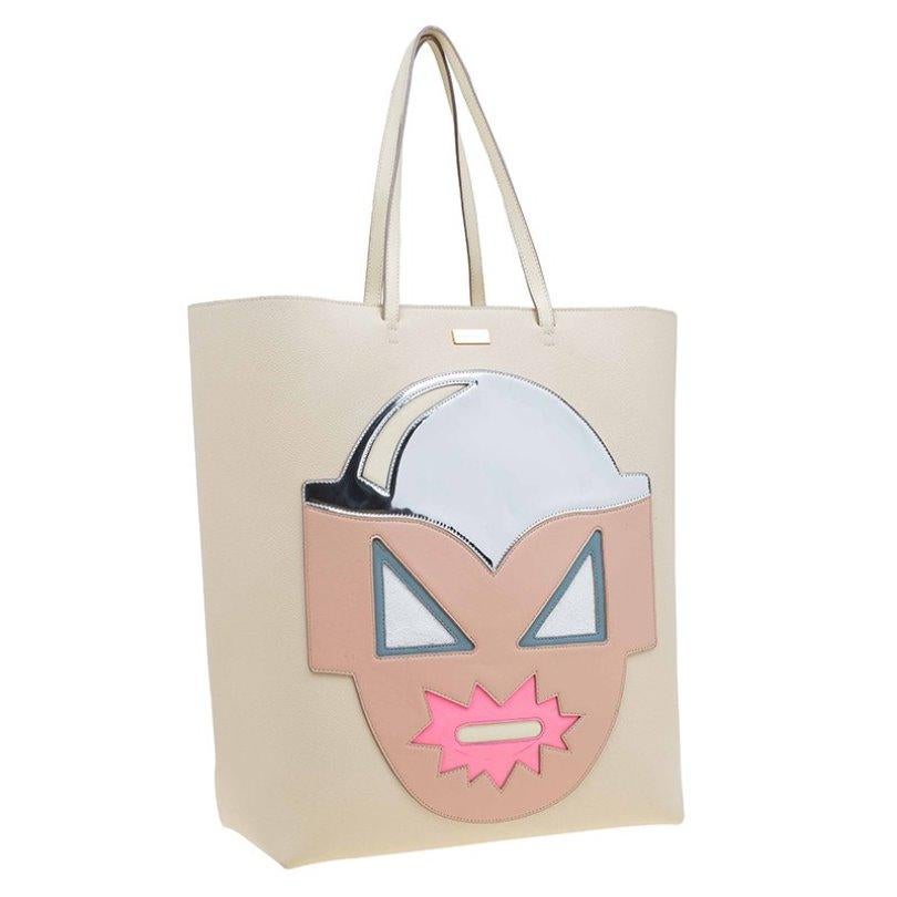 Women's Stella McCartney Beige Leather Superhero Structured Tote