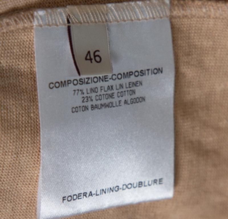 Stella McCartney Beige Linen & Cotton Zip Front Tank Top L For Sale 1