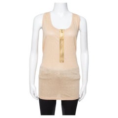 Stella McCartney Beige Linen & Cotton Zip Front Tank Top L