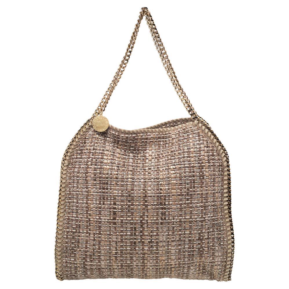 Stella McCartney Beige Metallic Boucle Tweed Falabella Small Tote