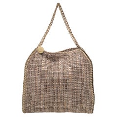 Stella McCartney Beige Metallic Boucle Tweed Falabella Small Tote