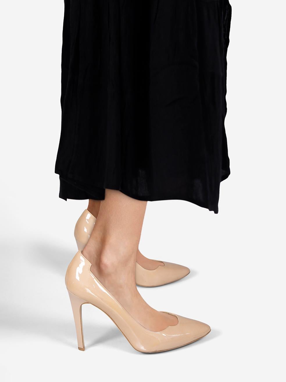 CONDITION is Good. Minor wear to the heels is evident. Abrasion on the right side of the right shoe, both heel and the right counter. Marks across all areas of both shoes on this used Stella McCartney designer resale item.
 
 
 
 Details
 
 
