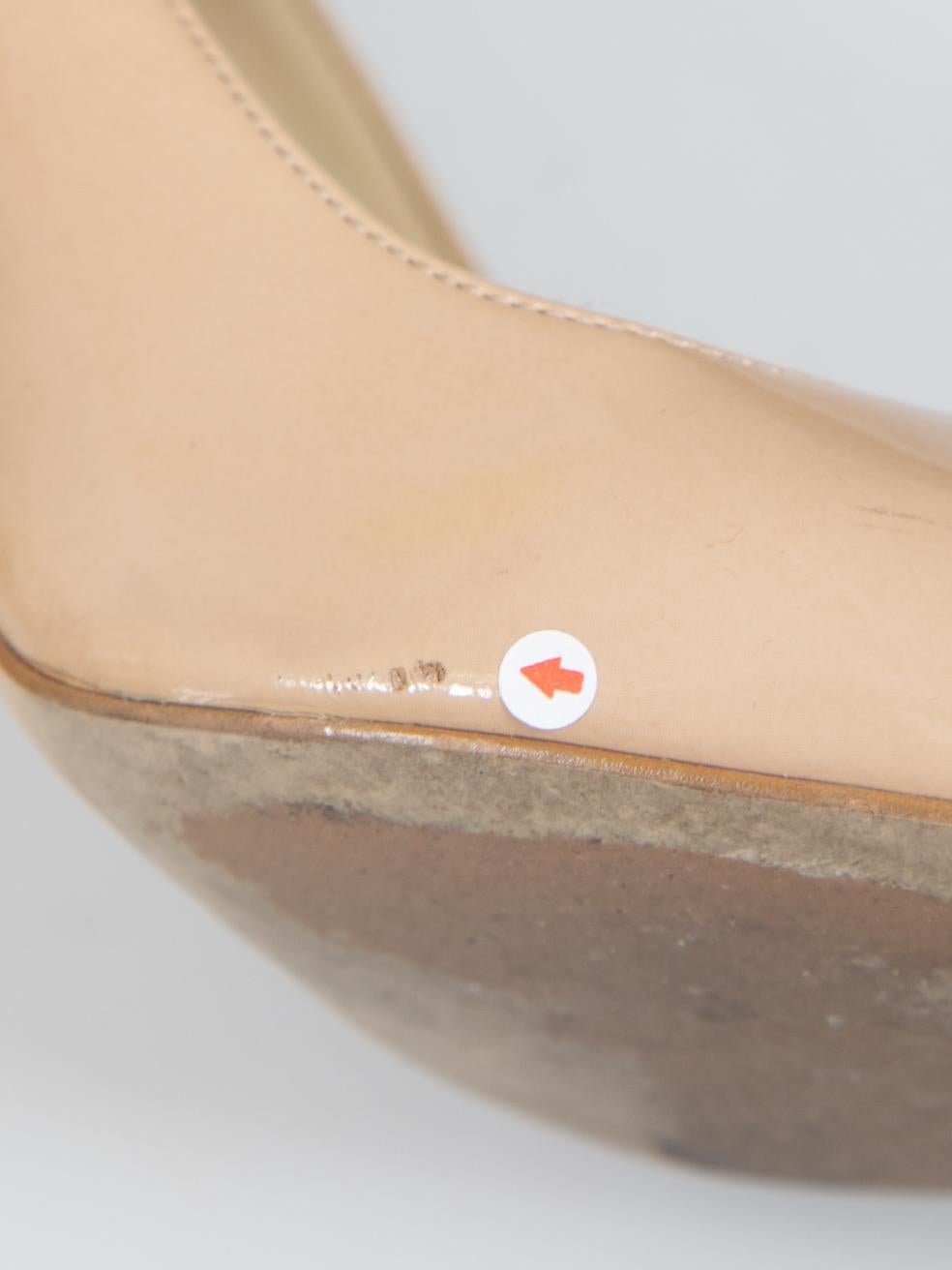 Stella McCartney Beige Patent Cut Out Trim Pumps Size IT 38 For Sale 3