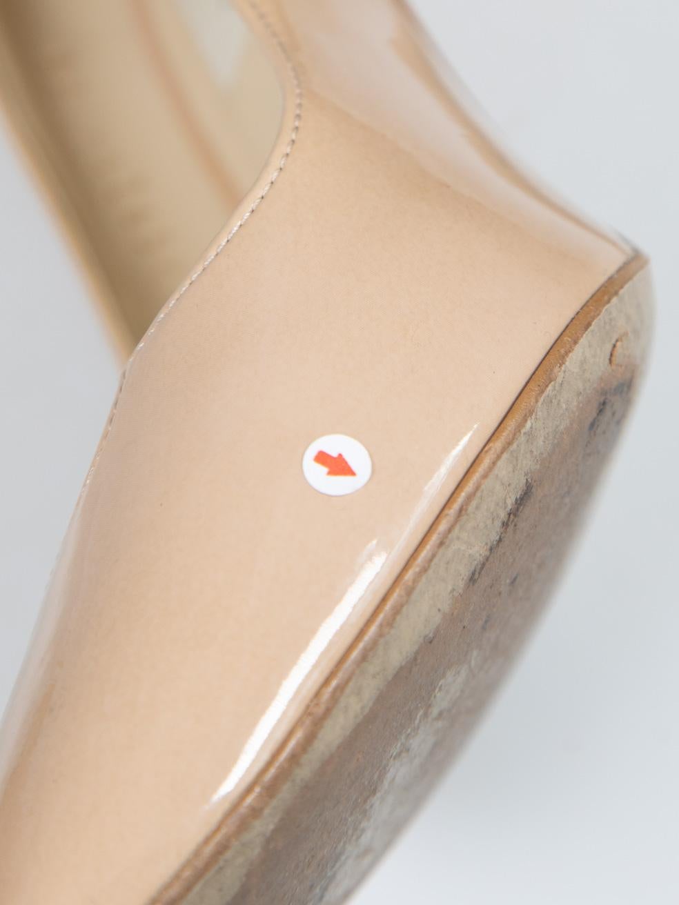 Stella McCartney Beige Patent Cut Out Trim Pumps Size IT 38 For Sale 5