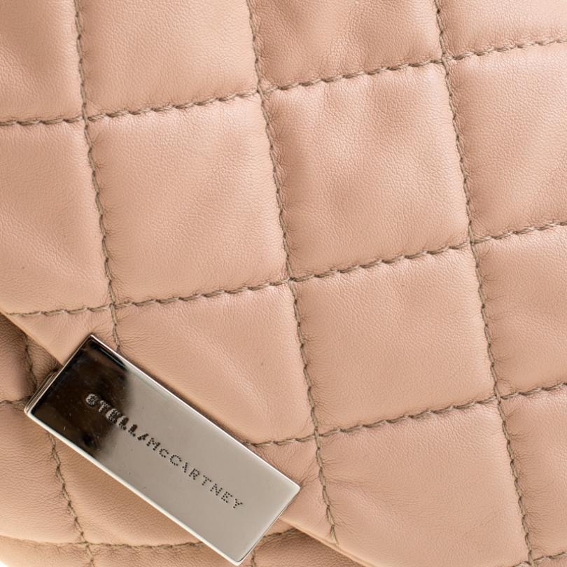 Stella McCartney Beige Quilted Faux Leather Medium Beckett Chain Shoulder Bag 4