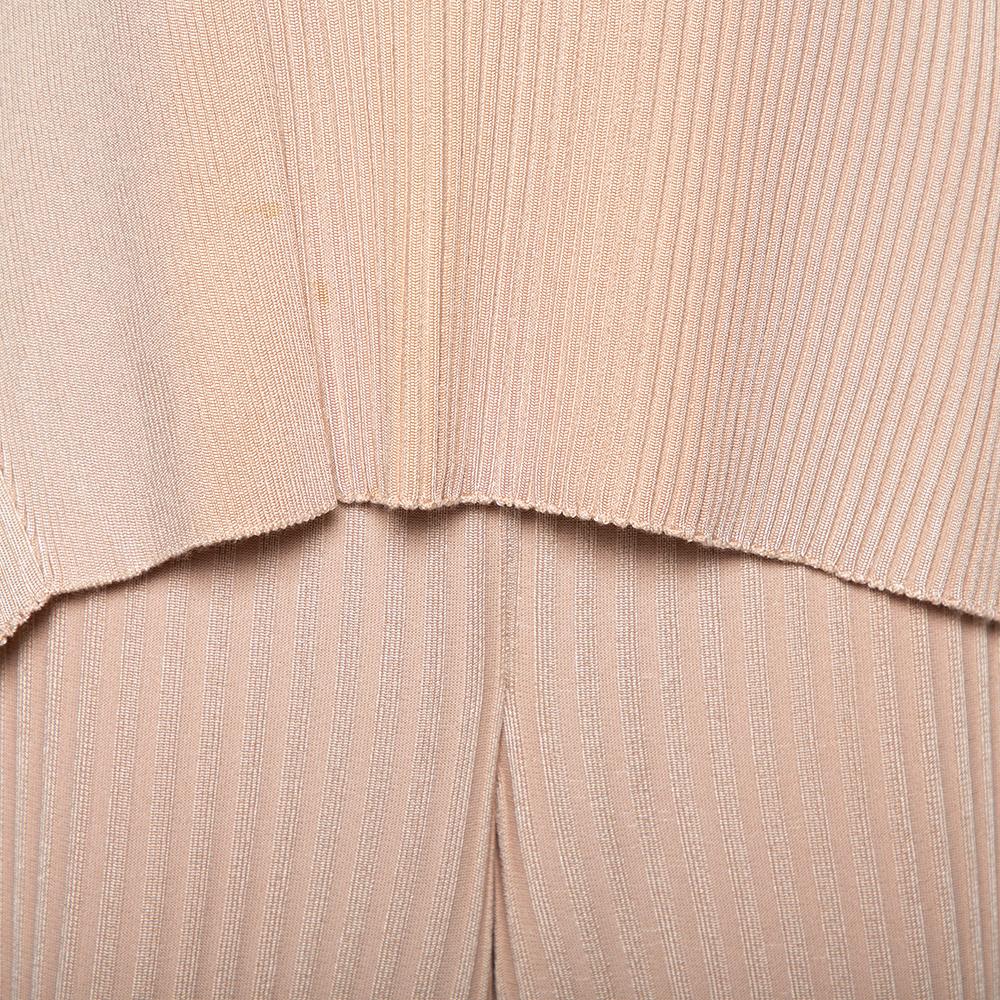Women's Stella McCartney Beige Rib Knit Sleeveless Flared Top & Flared Pants Set S