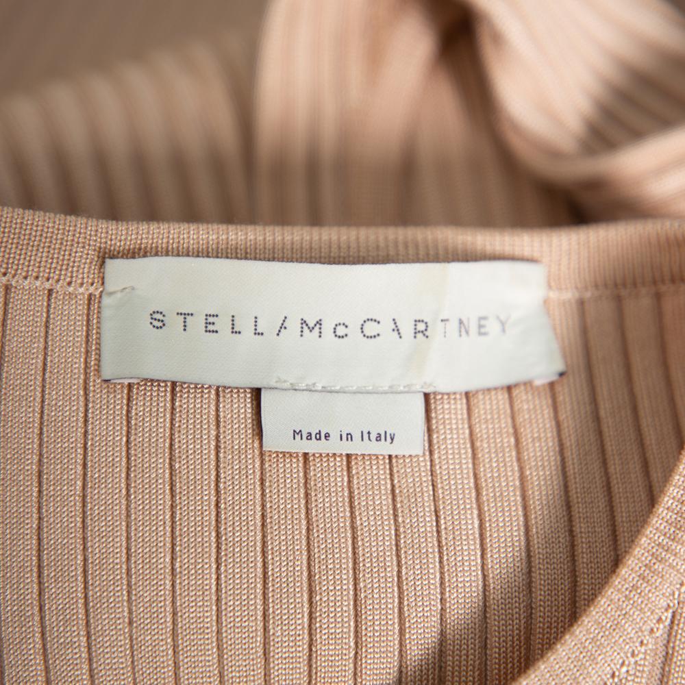 Stella McCartney Beige Rib Knit Sleeveless Flared Top & Flared Pants Set S 1