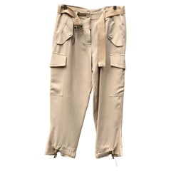 Stella McCartney - Pantalon de voyage en soie beige, taille IT 40