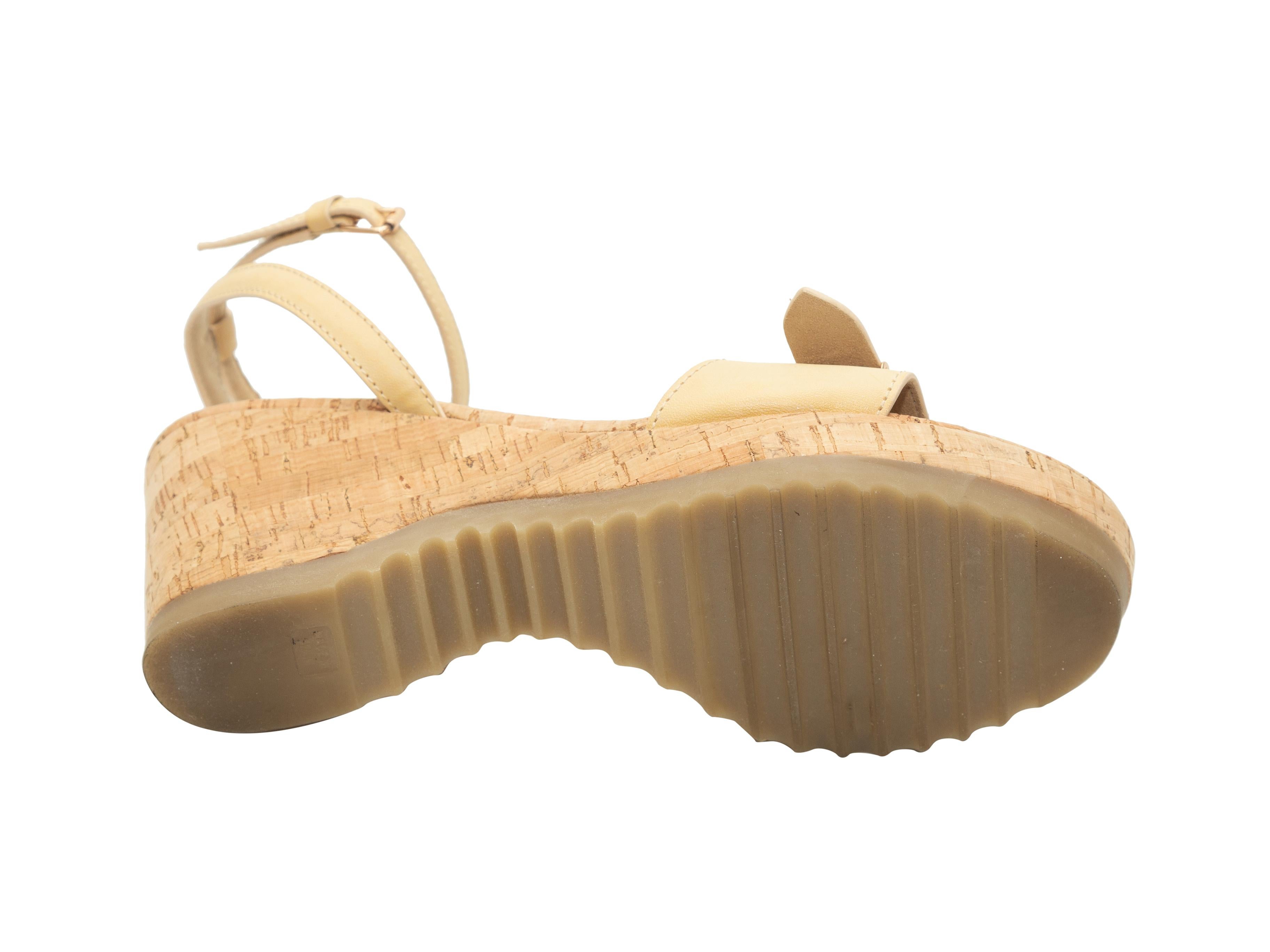 Stella McCartney Beige Vegan Leather Cork Wedges In Excellent Condition In New York, NY