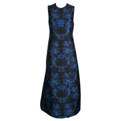 Stella McCartney Black and Blue Embellished Floral Jacquard Angelica Gown M