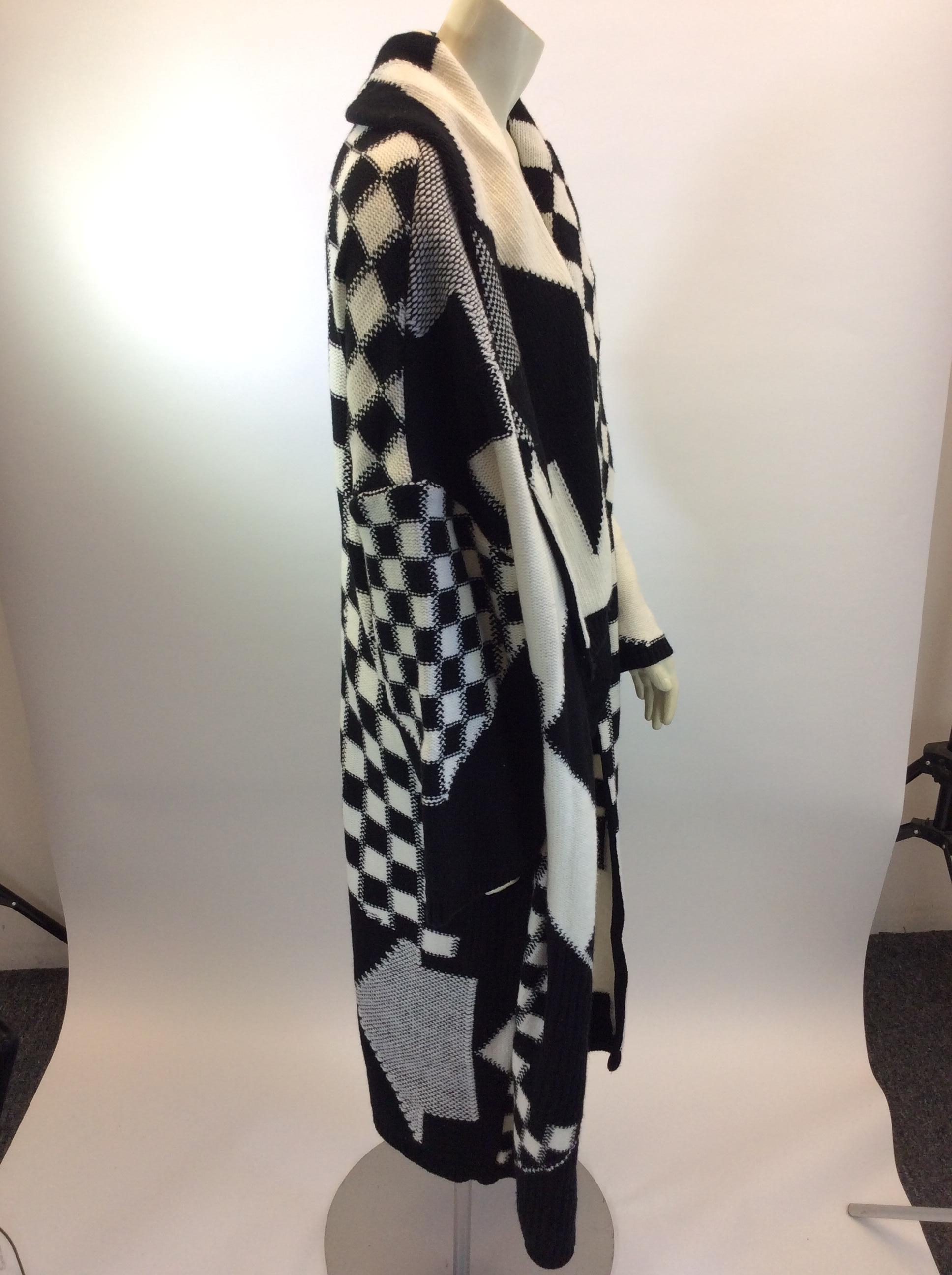 Women's Stella McCartney Black and White Wool Cardigan For Sale