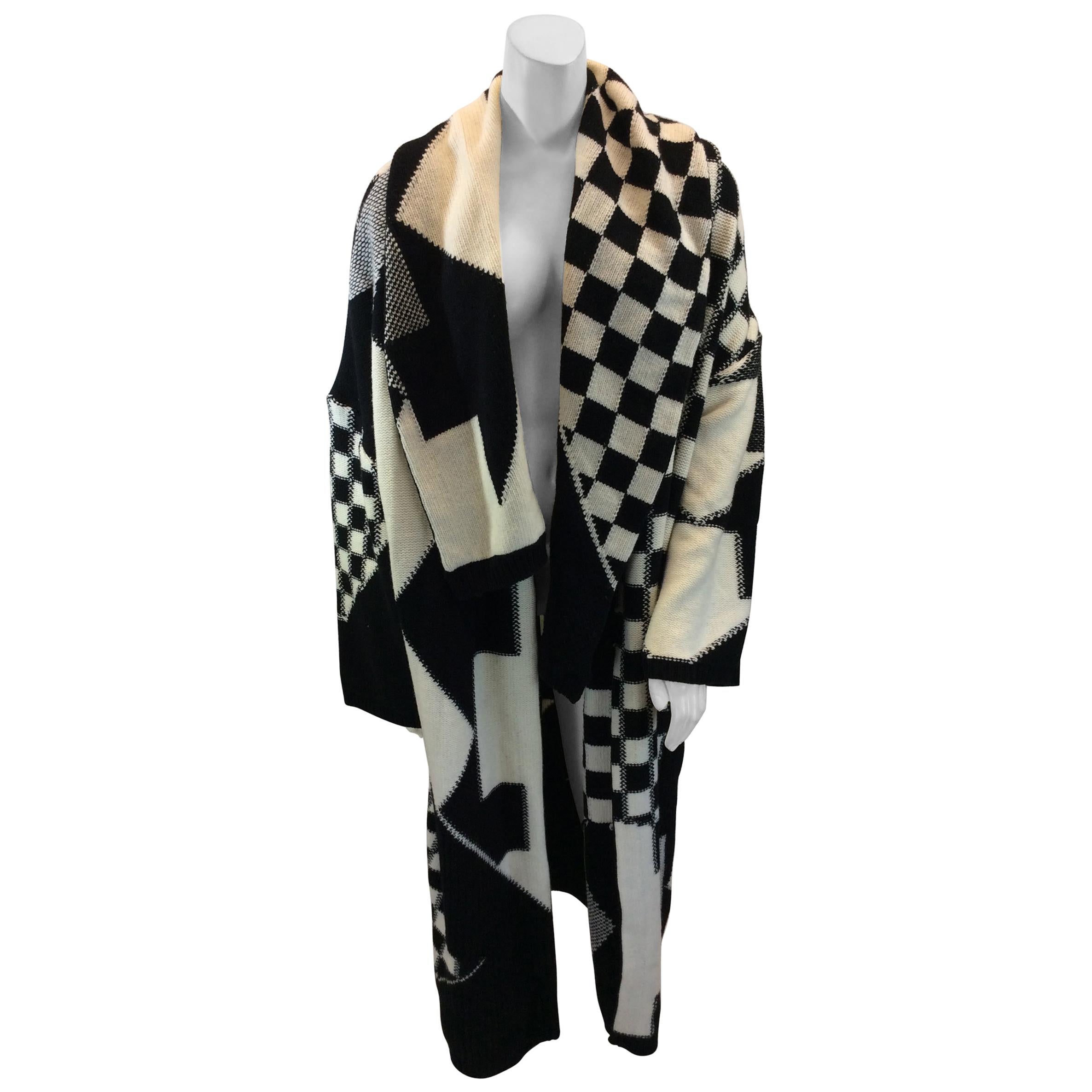 Stella McCartney Black and White Wool Cardigan For Sale