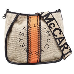 Stella McCartney Black/Beige Fabric Stella Logo Crossbody Bag