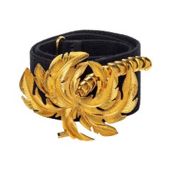 Stella McCartney Black Canvas Palm Tree Buckle Belt 80 CM