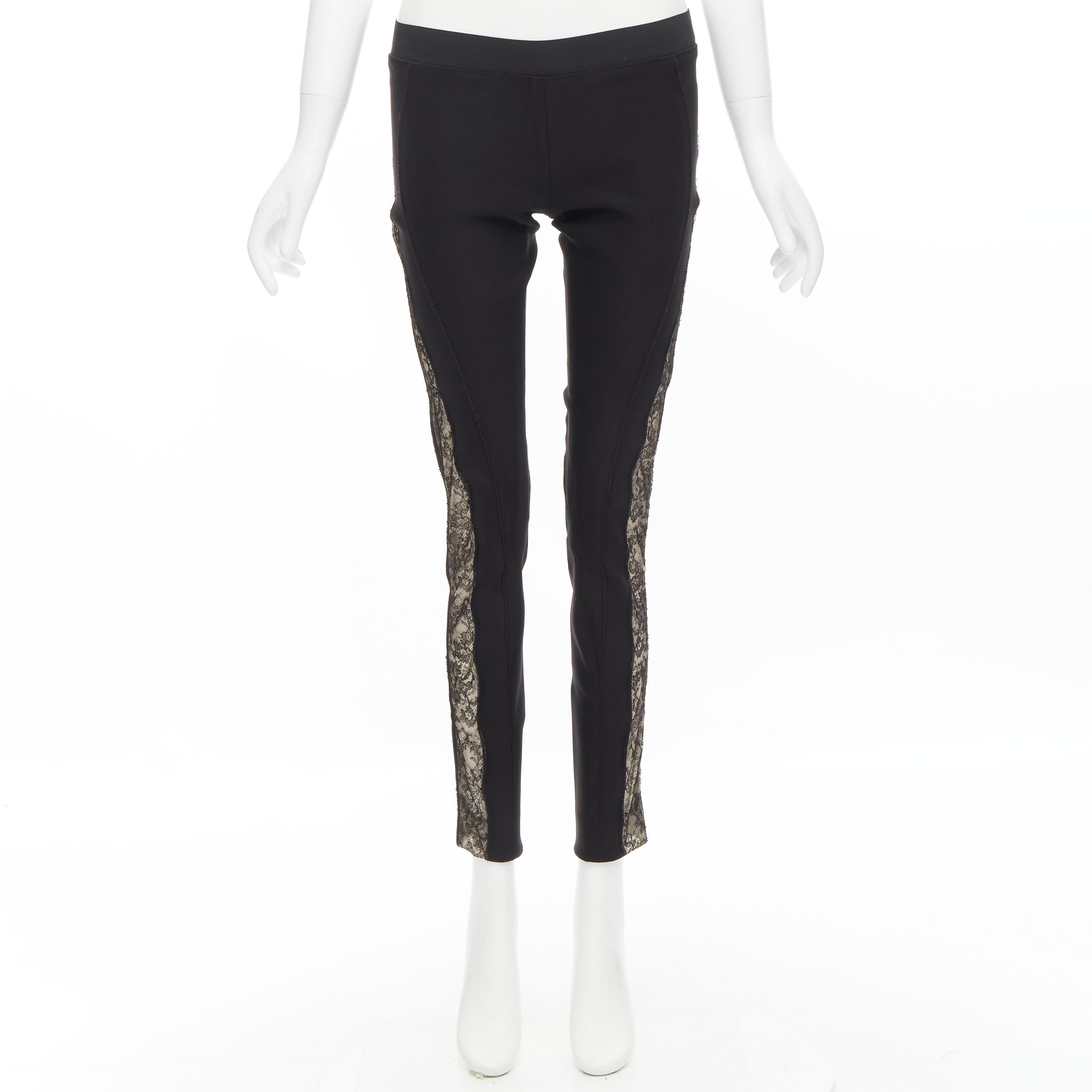 STELLA MCCARTNEY black contour seam sheer lace side stretch legging pants IT38 S For Sale 4
