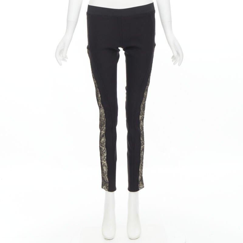 STELLA MCCARTNEY Pantalon legging noir à coutures contour et dentelle transparente sur les côtés IT38 S en vente 5
