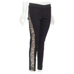 STELLA MCCARTNEY black contour seam sheer lace side stretch legging pants IT38 S