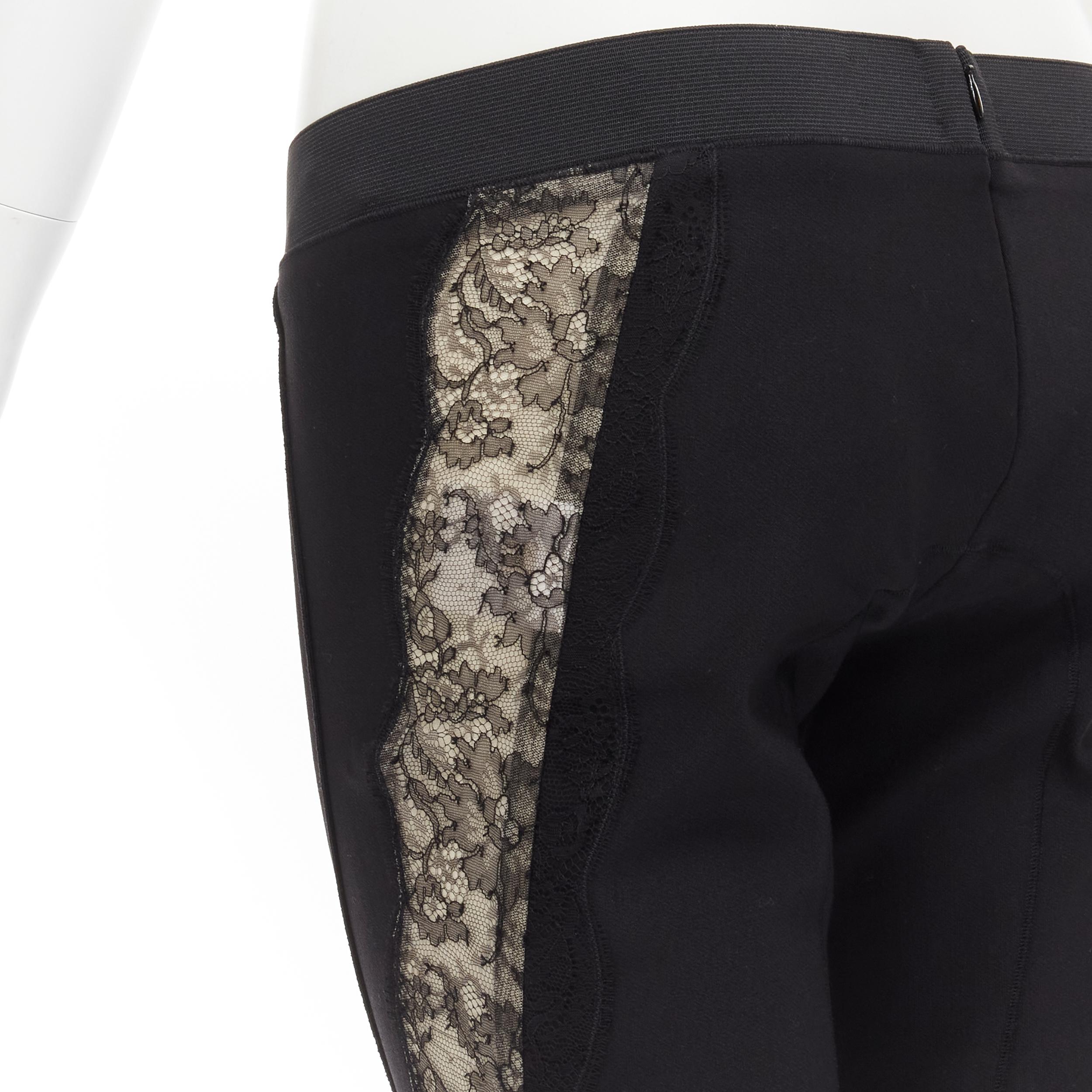 STELLA MCCARTNEY black contour seam sheer lace side stretch legging pants IT38 S 
Reference: MELK/A00089 
Brand: Stella McCartney 
Material: Wool 
Color: Black 
Pattern: Solid 
Closure: Zip 
Extra Detail: Contour piping. Sheer lace panel on sides.