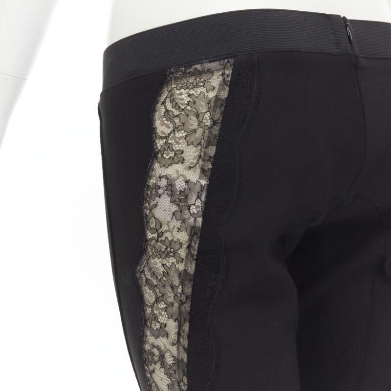 Noir STELLA MCCARTNEY Pantalon legging noir à coutures contour et dentelle transparente sur les côtés IT38 S en vente