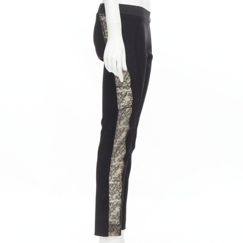 STELLA MCCARTNEY Pantalon legging noir à coutures contour et dentelle transparente sur les côtés IT38 S Excellent état - En vente à Hong Kong, NT