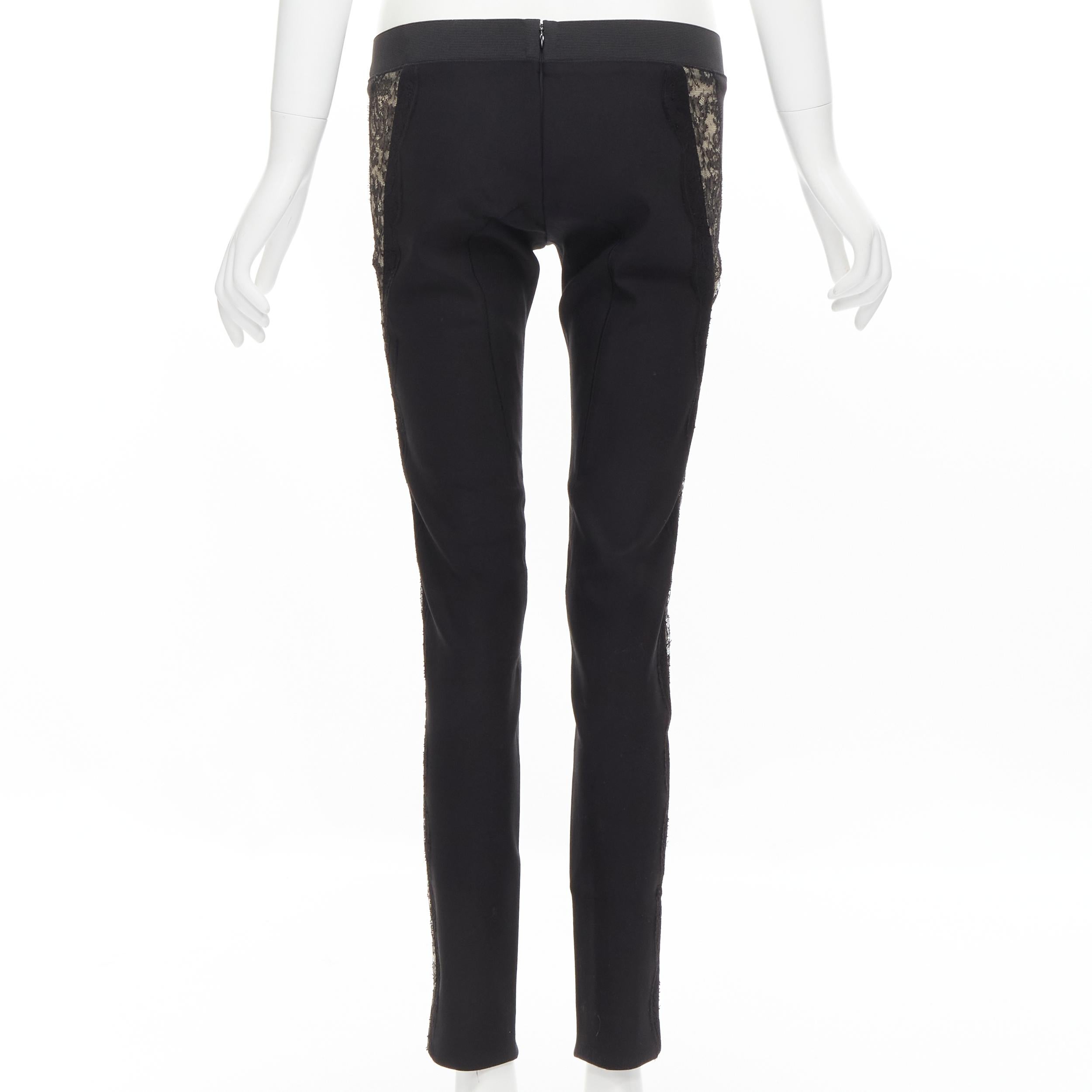 STELLA MCCARTNEY black contour seam sheer lace side stretch legging pants IT38 S In Excellent Condition For Sale In Hong Kong, NT