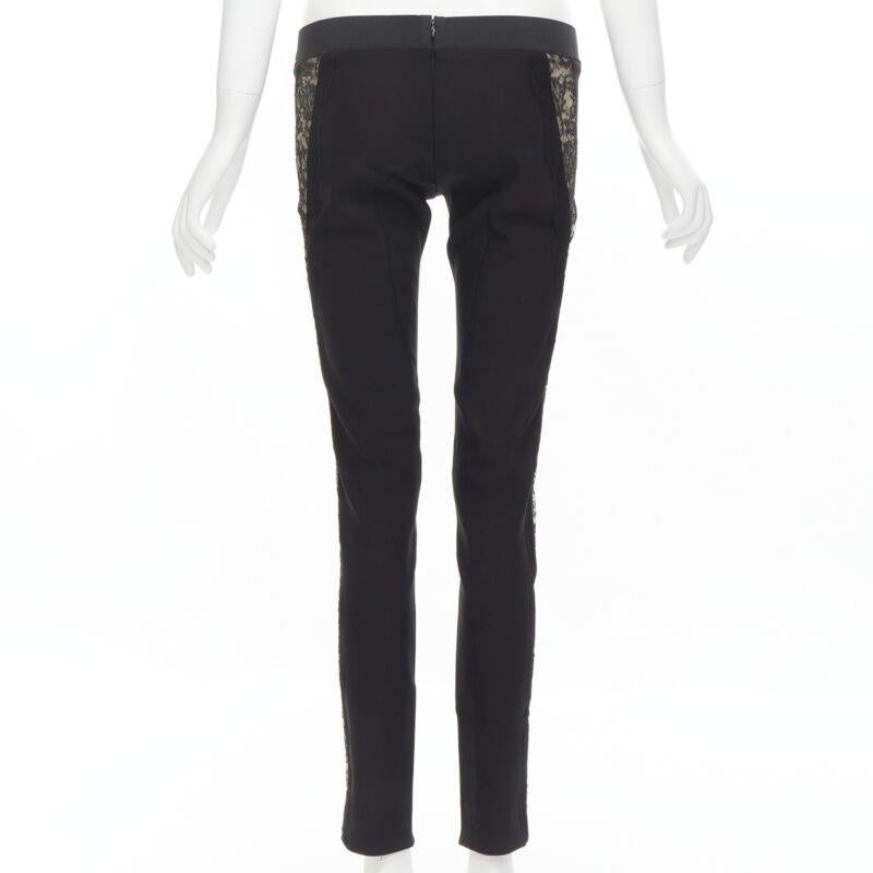 STELLA MCCARTNEY Pantalon legging noir à coutures contour et dentelle transparente sur les côtés IT38 S Pour femmes en vente