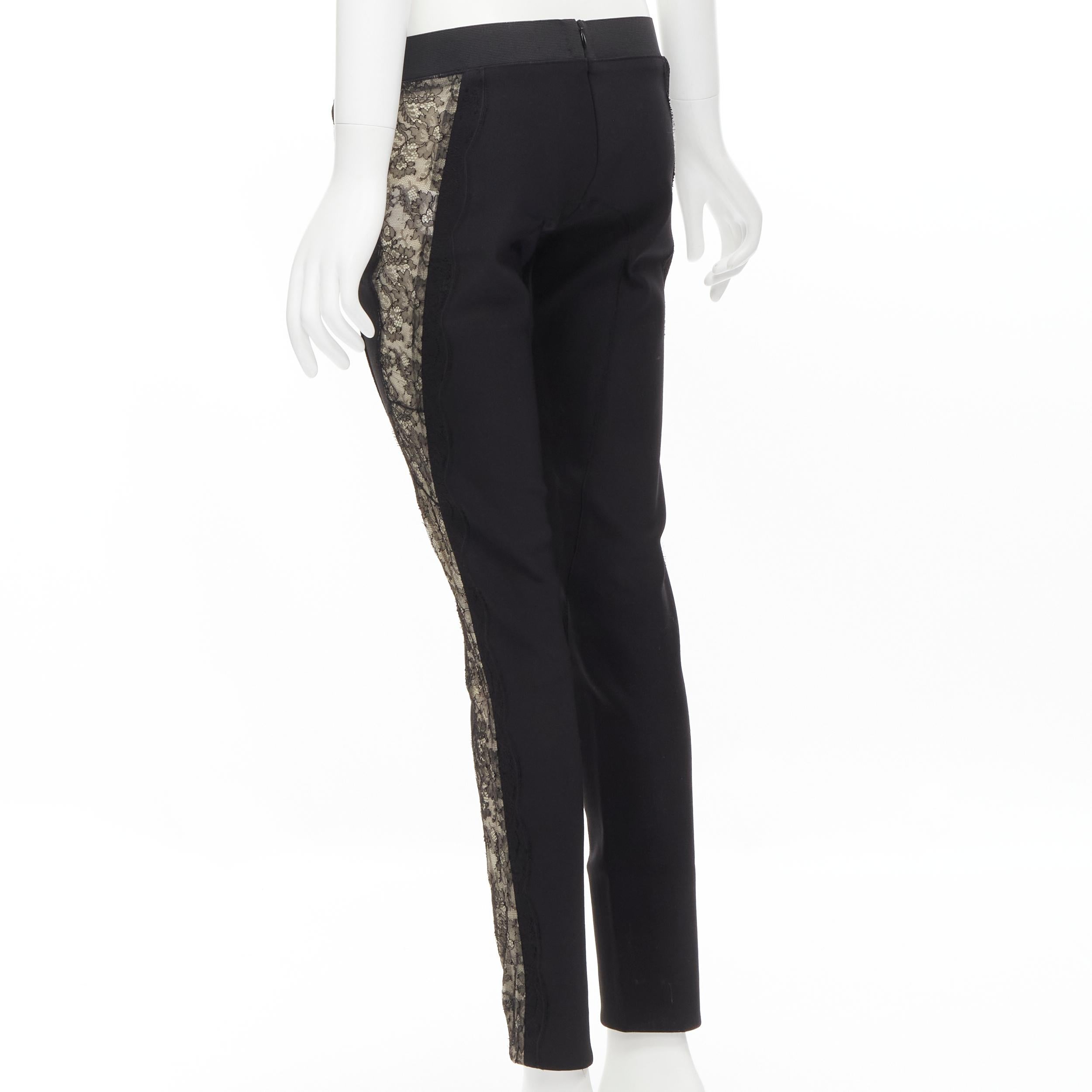 Women's STELLA MCCARTNEY black contour seam sheer lace side stretch legging pants IT38 S For Sale