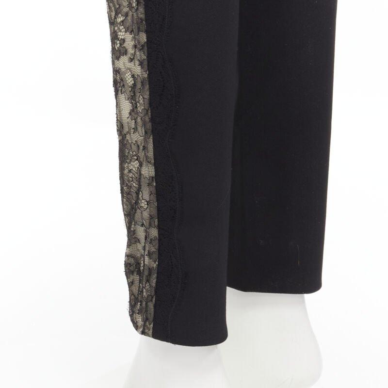 STELLA MCCARTNEY Pantalon legging noir à coutures contour et dentelle transparente sur les côtés IT38 S en vente 3