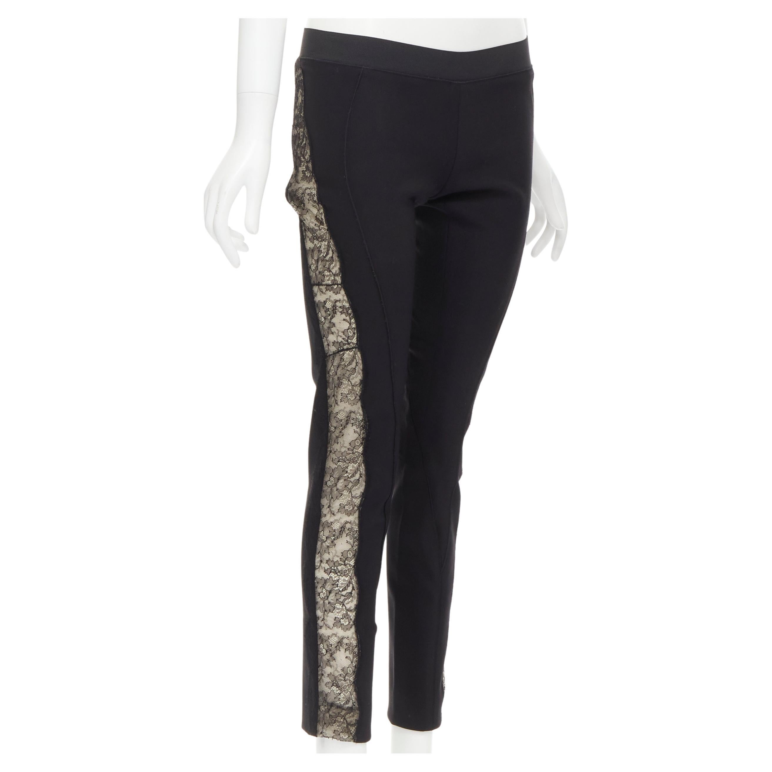 STELLA MCCARTNEY black contour seam sheer lace side stretch legging pants IT38 S For Sale