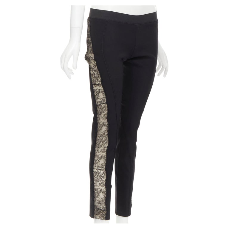 STELLA MCCARTNEY black contour seam sheer lace side stretch legging pants  IT38 S For Sale at 1stDibs | sheer lace pants