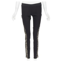 STELLA MCCARTNEY schwarze Leggings aus durchsichtiger Spitze mit Konturenstreifen IT38 S