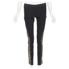 STELLA MCCARTNEY black contour seam sheer lace side stretch legging pants IT38 S