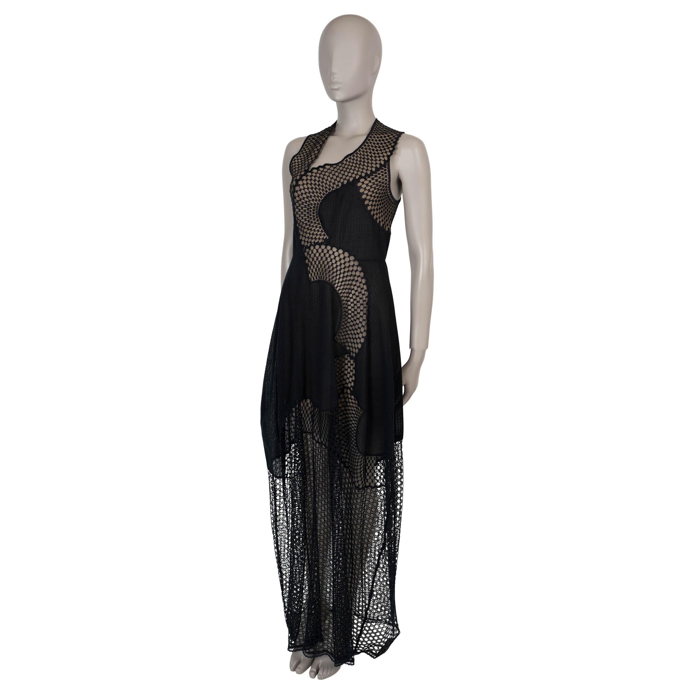 This 100% authentic Stella McCartney patchwork mesh maxi dress in black cotton (68%) and polyester (32%) offers a unique, effortless style with its sleeveless, relaxed maxi-length silhouette and asymmetric neckline. It closes with a concealed zipper