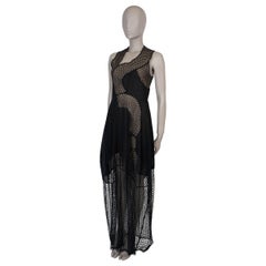 STELLA MCCARTNEY black cotton 2016 ASYMMETRIC CUT-OUT MESH MAXI Dress S