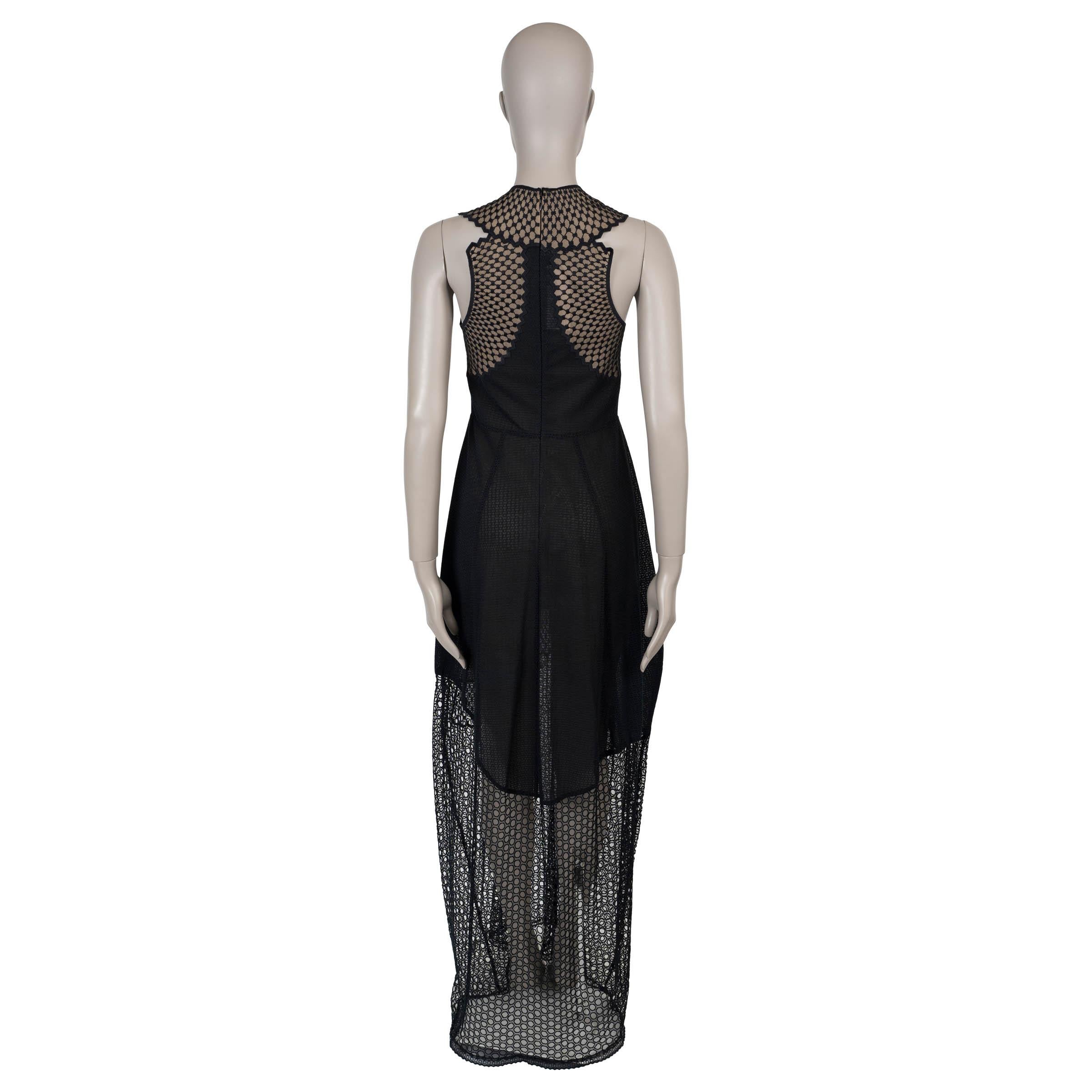 Black STELLA MCCARTNEY black cotton 2016 ASYMMETRIC CUT-OUT MESH MAXI Dress S For Sale